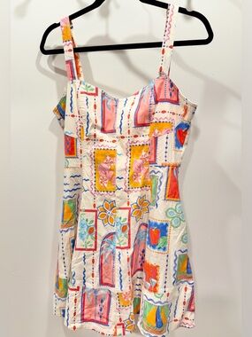 AVEC LES FILLES Postcard Sweetheart Mini Sundress